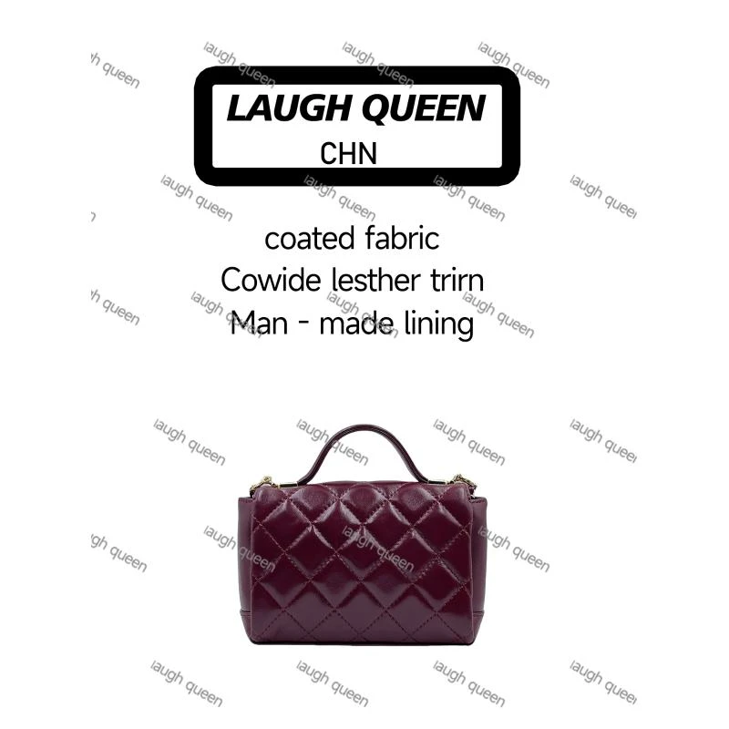 Laugh Queen手工打造真皮女士新款包 10807 手提 红色黑色18cm