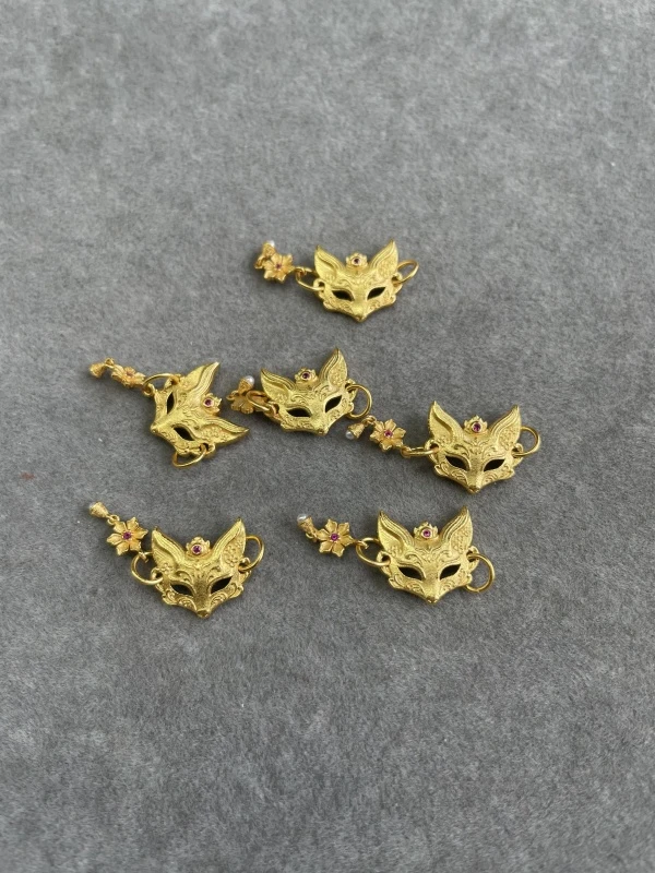 925银银制品 【发1个】S925银B款凤九面具/个PJ421
