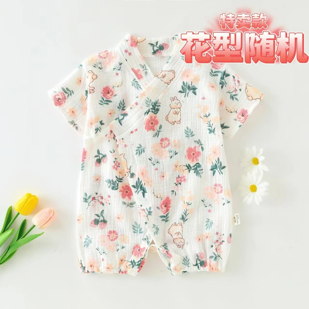 【纱布连体衣】空调夏天纯棉新生儿清凉薄款纱布短袖婴儿夏季衣服