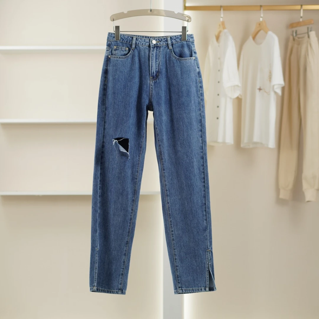 麦迪尚品  5042362棉通勤百搭破洞牛仔裤春夏女装品牌商场专柜