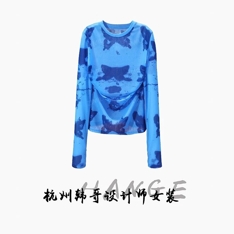 【韩哥女装】2025欧版新品小众设计师蓝色高弹爽肤衣6127