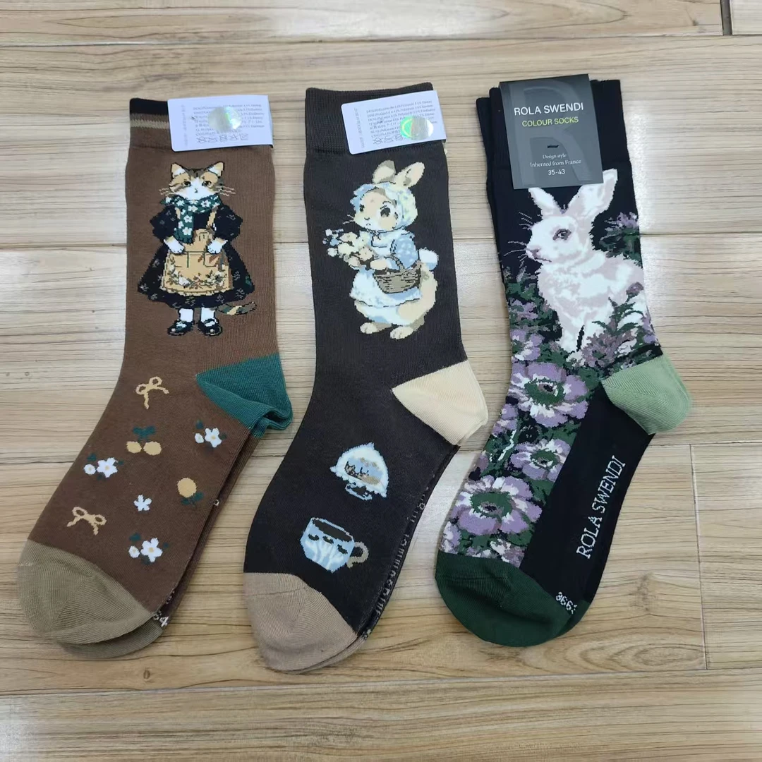 （福利三双）秋冬款棉袜透气卡通图案休闲运动风男女同款袜子59