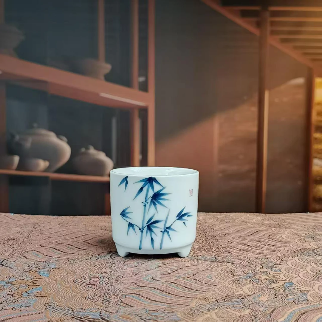 阿七的器 手绘三足香炉（竹子）A11456