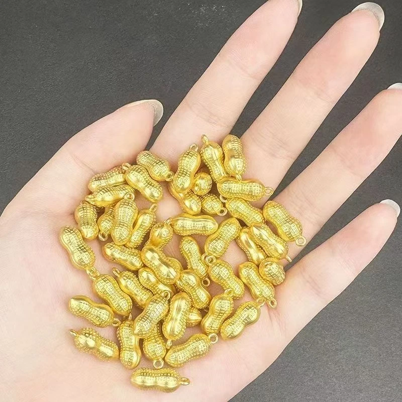 合金合成锆石吊坠 diy饰品配件合金电镀银色花生配件手工项链材