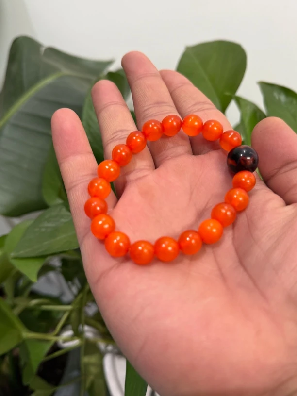 满城尽带黄马甲玳瑁色末端橙色圆珠shouchuan创意饰品