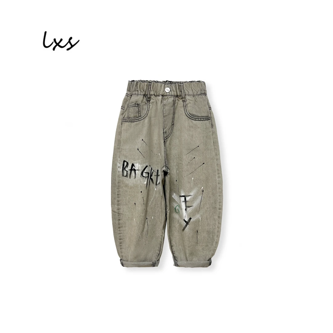 舅舅严选童装春款儿童韩版时尚百搭潮流宽松破洞休闲牛仔裤 82696