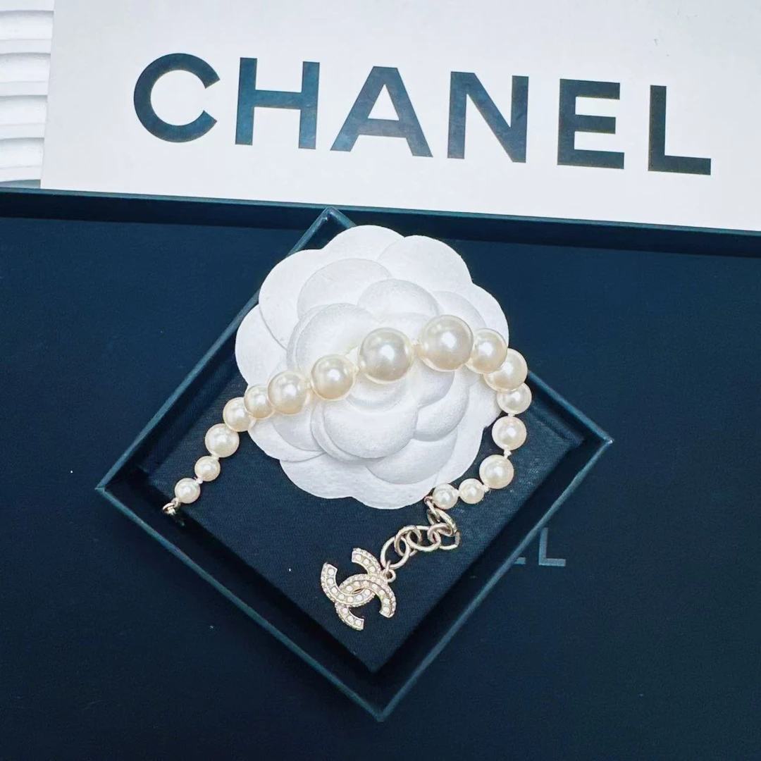 95新 Chanel/香奈儿 柚礼中古/香奈儿珍珠双C吊坠手链CG502057