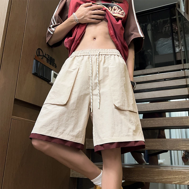 2025夏季新款美式百搭工装短裤青少年休闲美式潮牌宽松速干五分裤