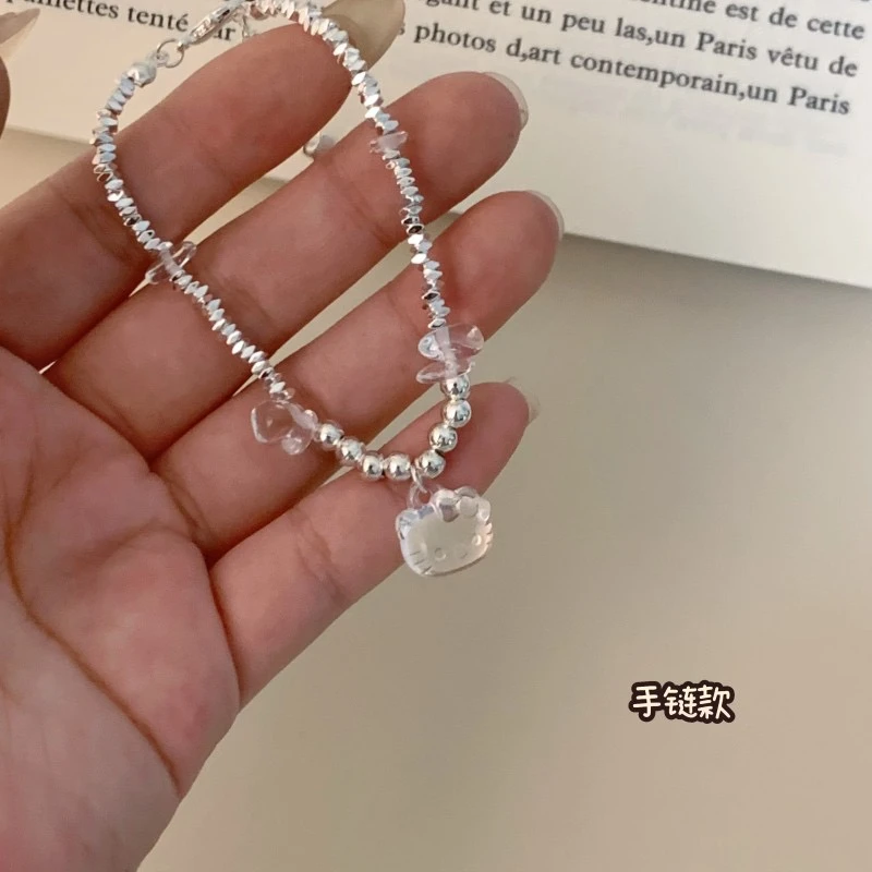 非金属玻璃手链 甜美风kitty猫吊坠新款小众温柔气质手链可爱