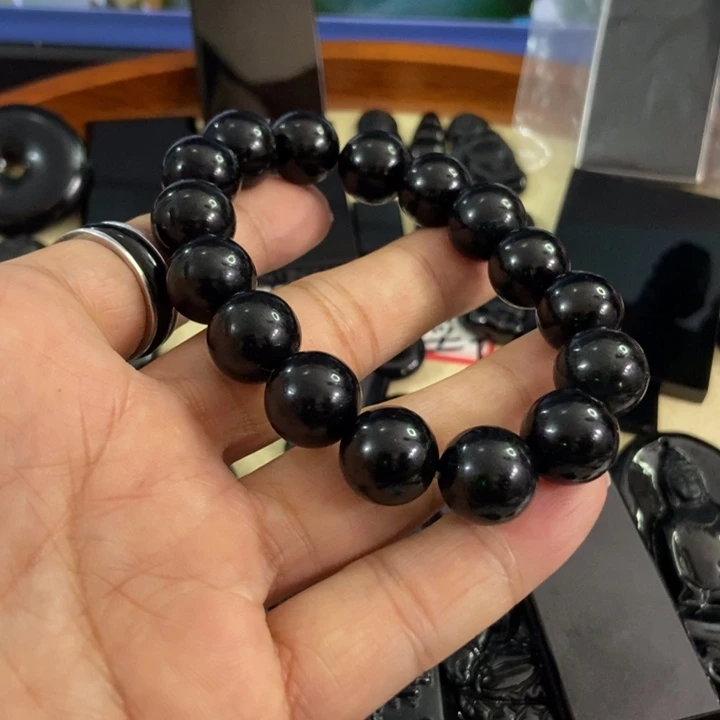 翡翠手链未镶嵌墨翠黑13