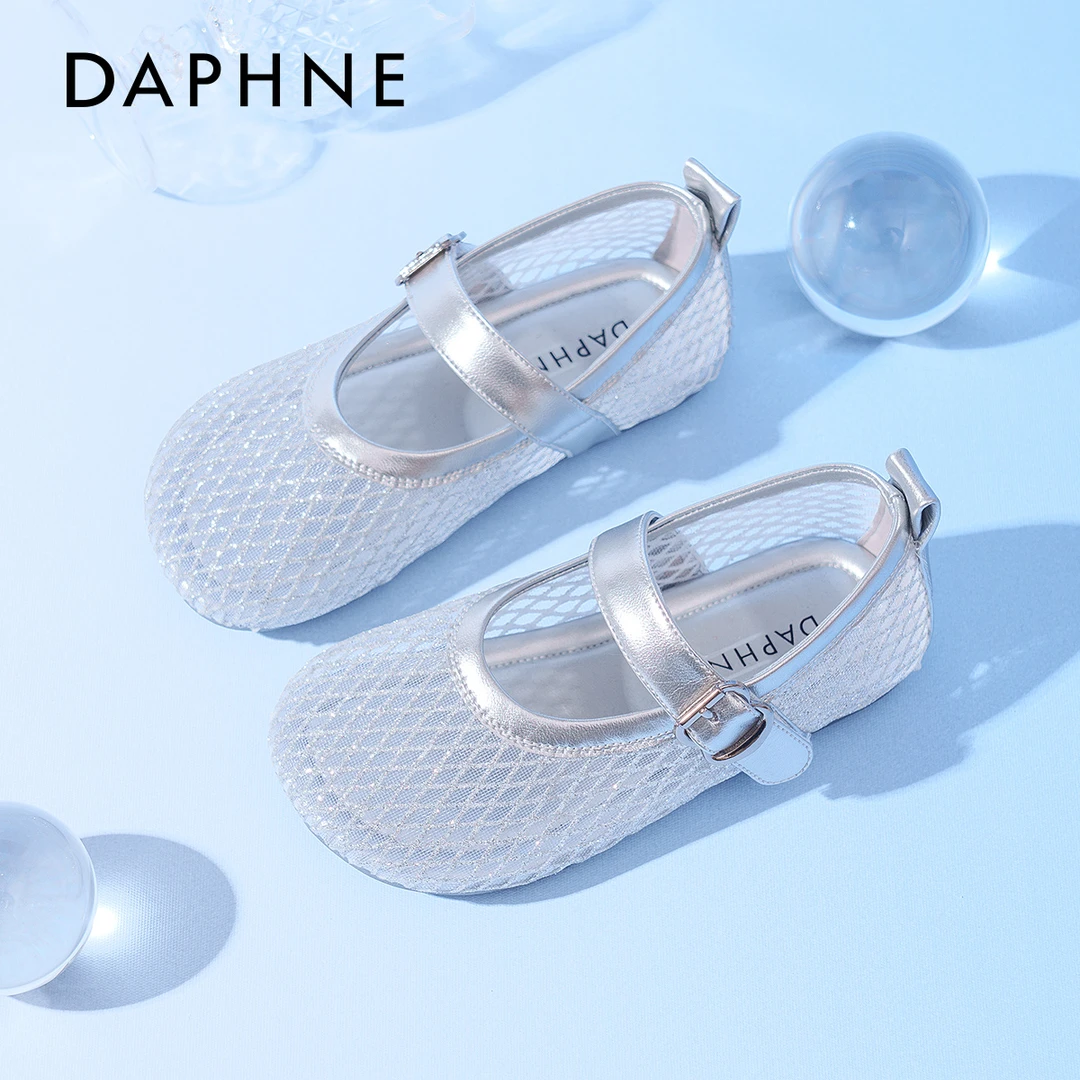 达芙妮女童凉鞋2025夏季千金风网面单鞋软底童鞋韩系小女孩公主鞋