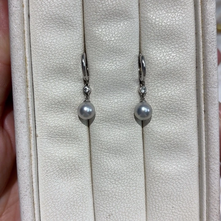 海水珍珠耳饰银S925镶嵌