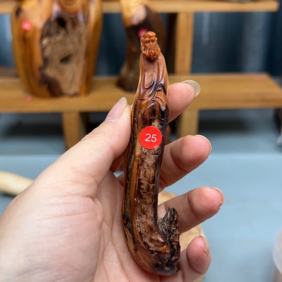 周***木崖柏木摆件手把件，