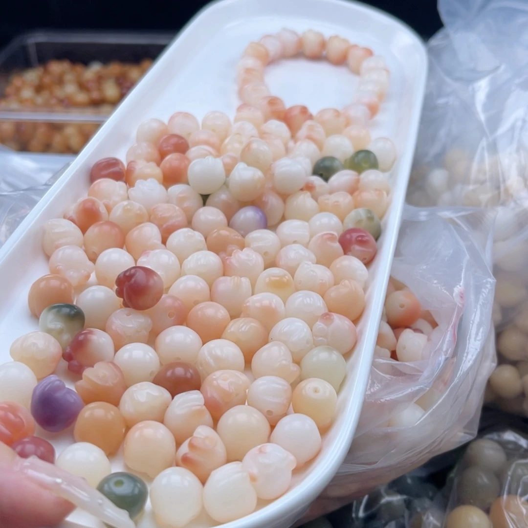 白玉菩提吊坠k12mm/10+10颗粉飘猫爪