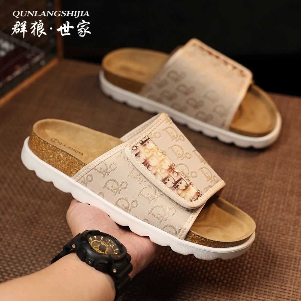 群狼·世家轻奢男士凉鞋夏季休闲一字拖舒适软底时尚网红潮沙滩鞋