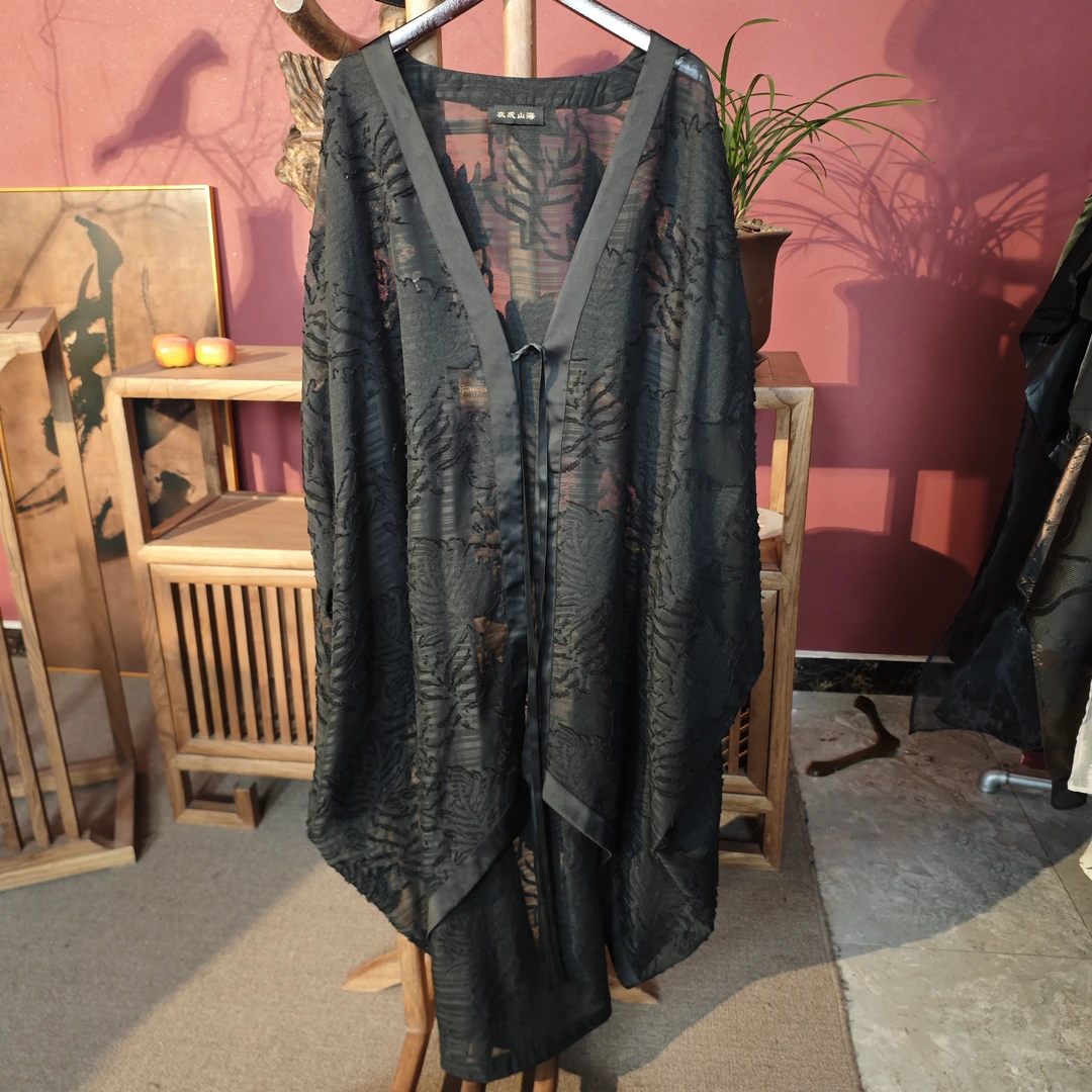 【大海轻奢】BF32990系带中袖常规款植物花卉新中式提花拼接外披