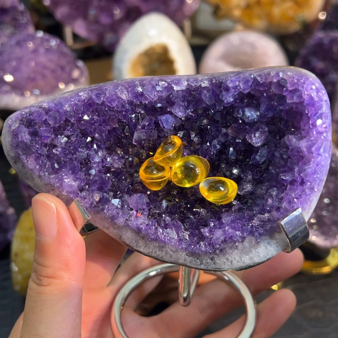 未镶嵌水晶珠宝半成品3紫罗兰晶花盘