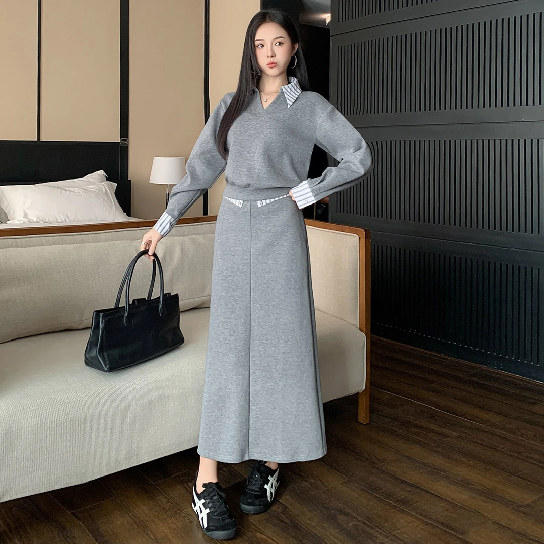 早秋穿搭一整套卫衣套装裙2025新款高级感半身裙长裙巨好看两件套