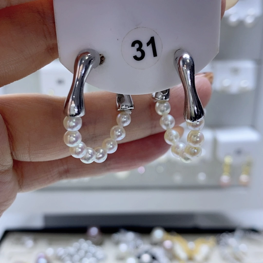 耳饰淡水珍珠银S925镶嵌