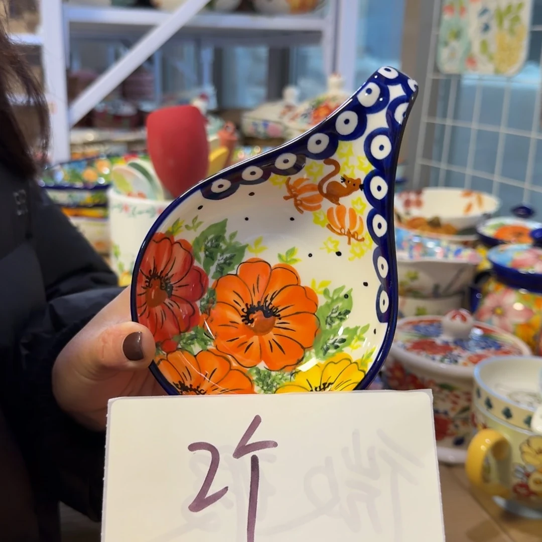 瓷南瓜猫手柄碟2只