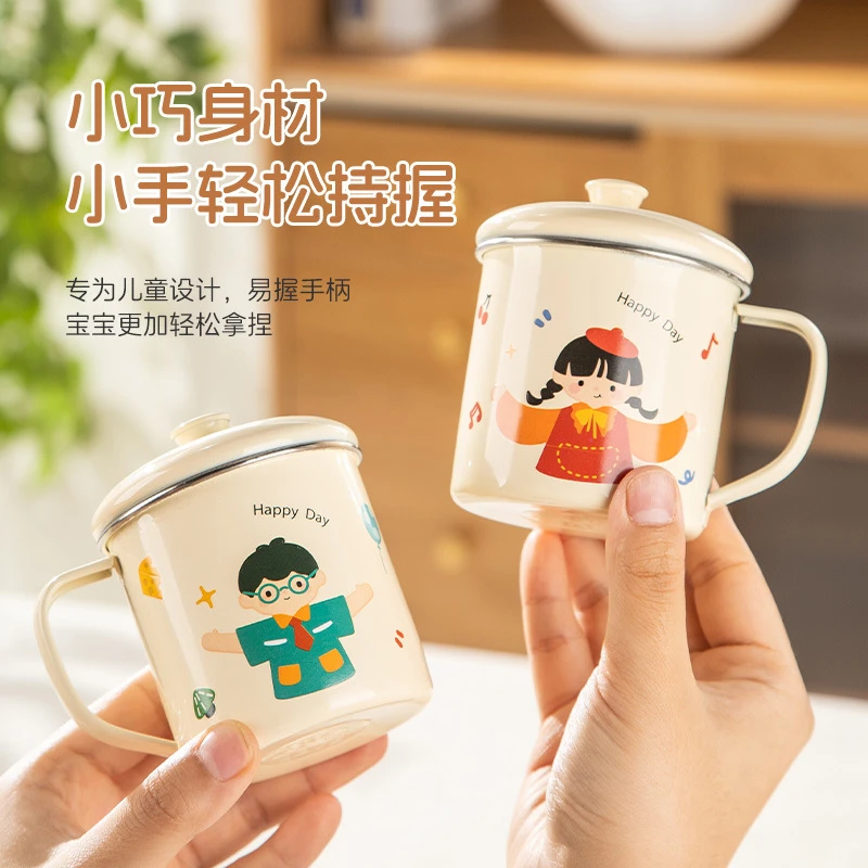 316不锈钢儿童水杯家用喝水杯子防摔宝宝敞口学饮杯幼儿园牛奶杯