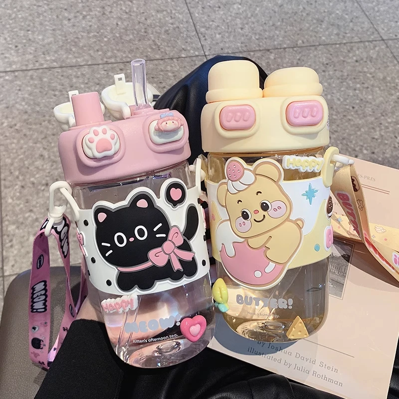 儿童水杯2025新款女高颜值双饮杯学生6-12岁上学专用便携吸管杯子