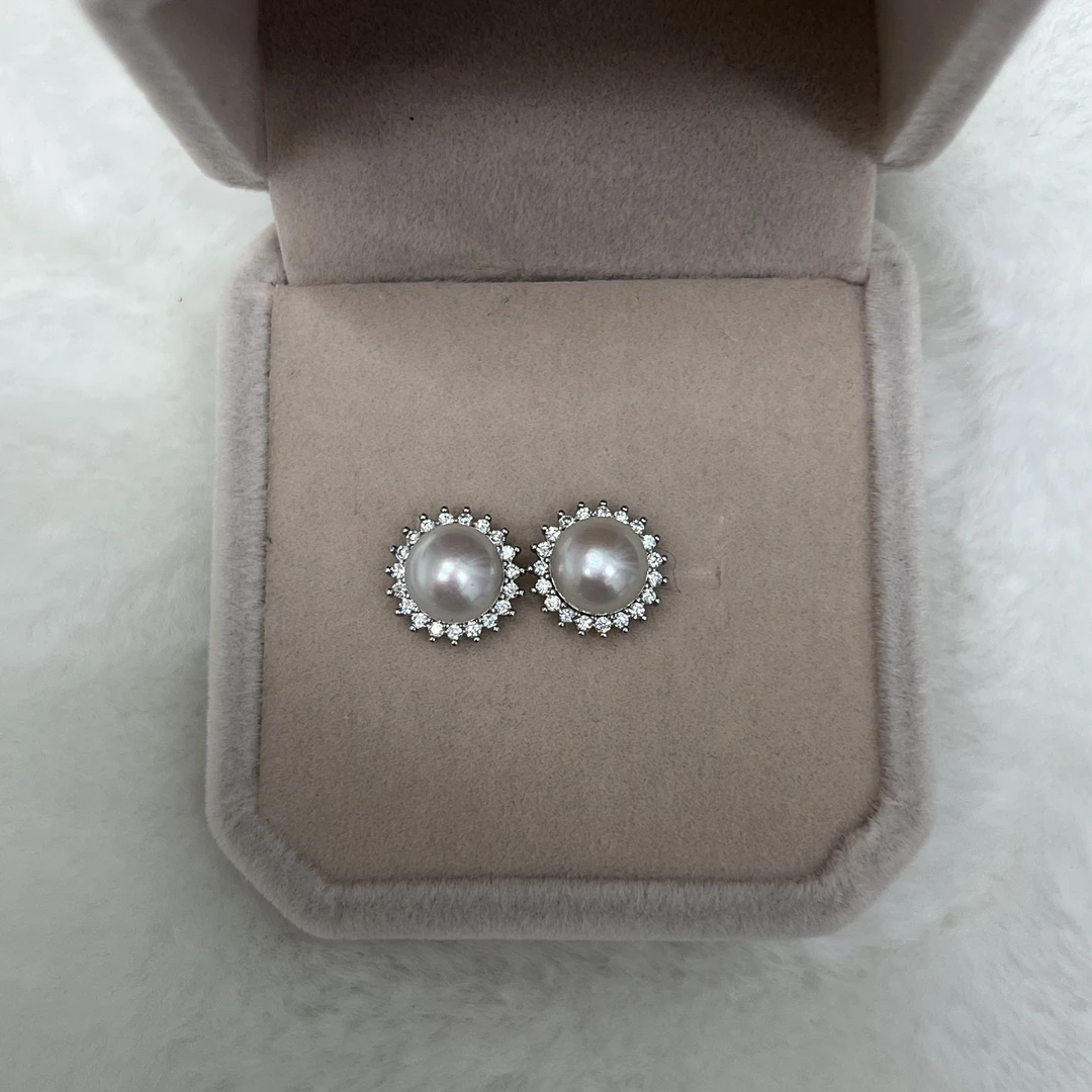 太阳花s925银豪镶精致百搭款耳钉