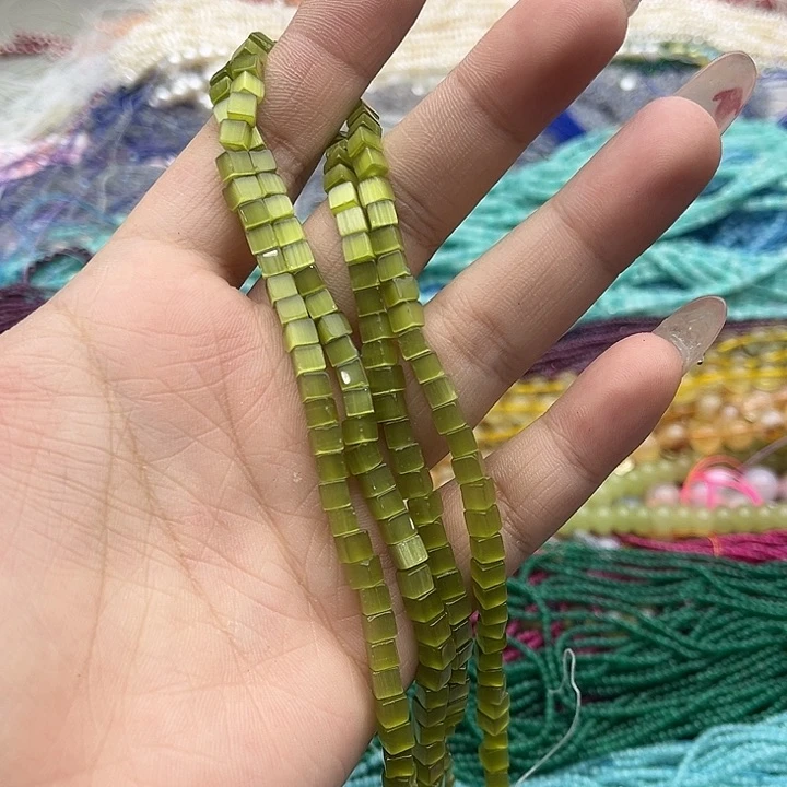 玛瑙/玉髓珠宝半成品未镶嵌2条4mm左右猫眼石方糖