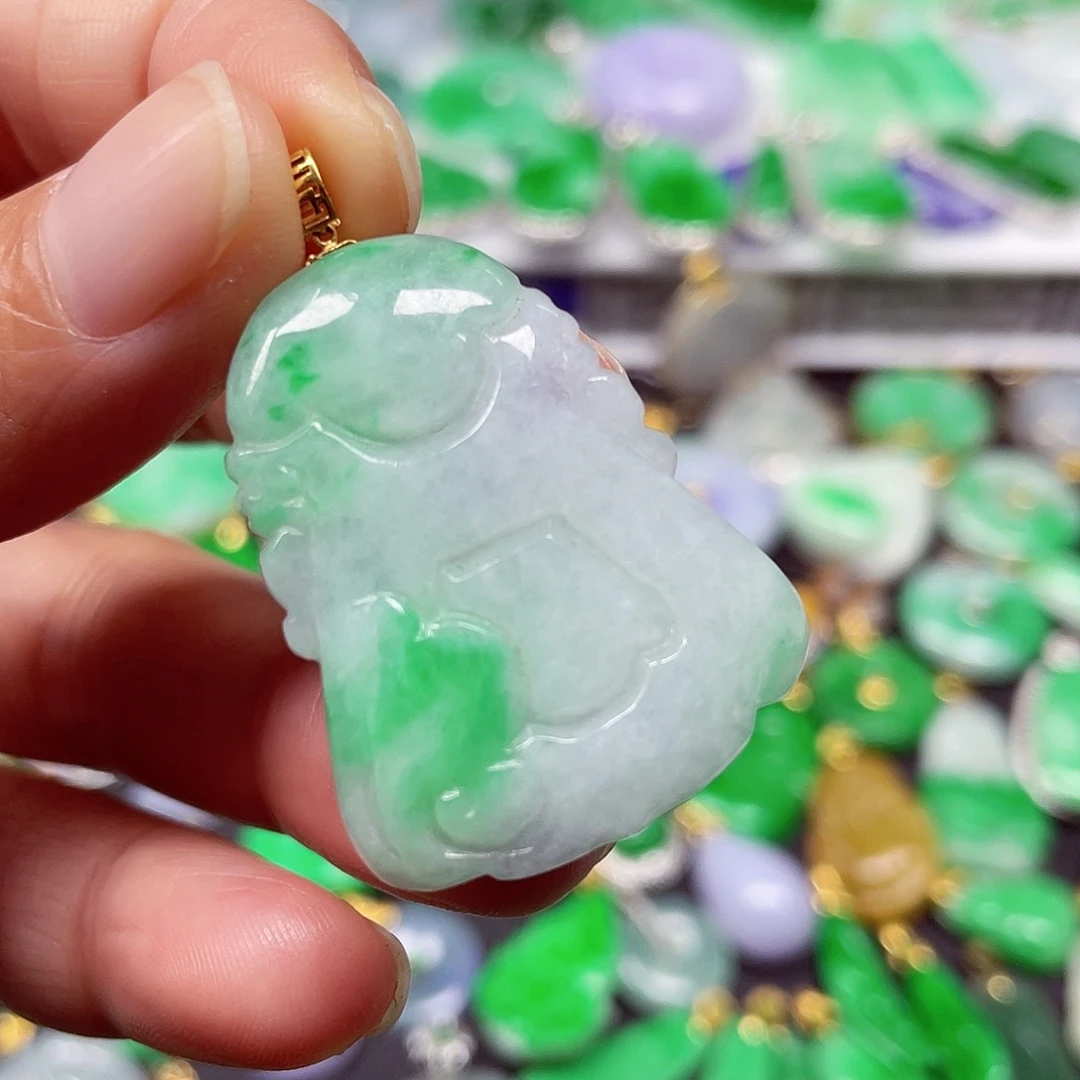 吊坠(不含链)18K金镶嵌翡翠