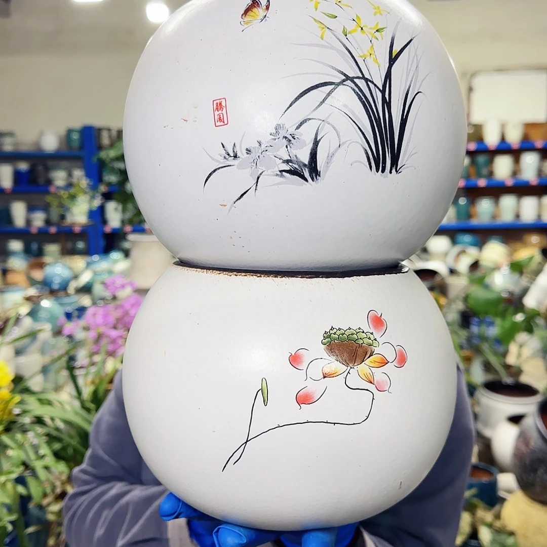 紫砂花盆高17口15