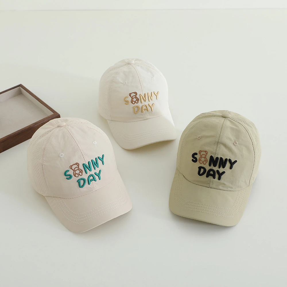 【小布丁】小熊字母速干男童棒球帽遮阳鸭舌帽女宝宝防晒帽春夏薄款