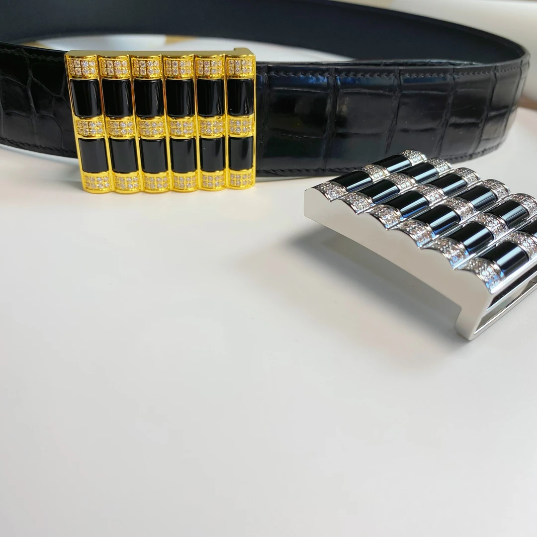 包金算盘扣商务休闲皮带扣男的士3.8宽高端精钢盒子扣