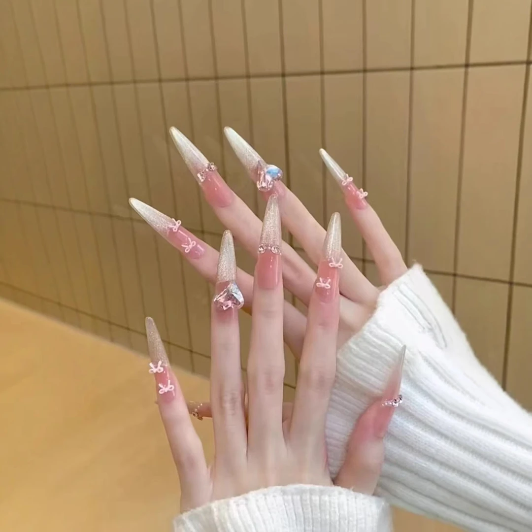 【心动一夏】手工穿戴甲高级感轻奢法式美甲爆款中长款美甲穿戴甲片