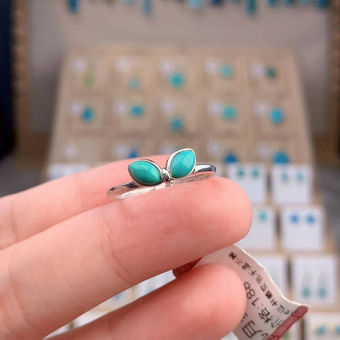 绿松石银S925镶嵌戒指