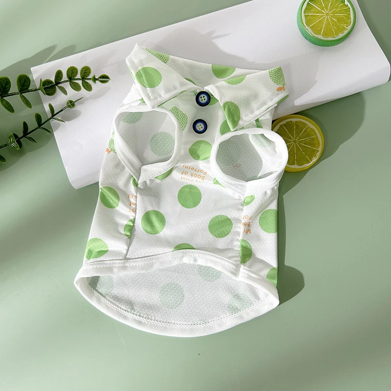 宠物泰迪比熊雪纳瑞夏季超薄冰丝感防晒降温狗狗清凉polo式背心衣