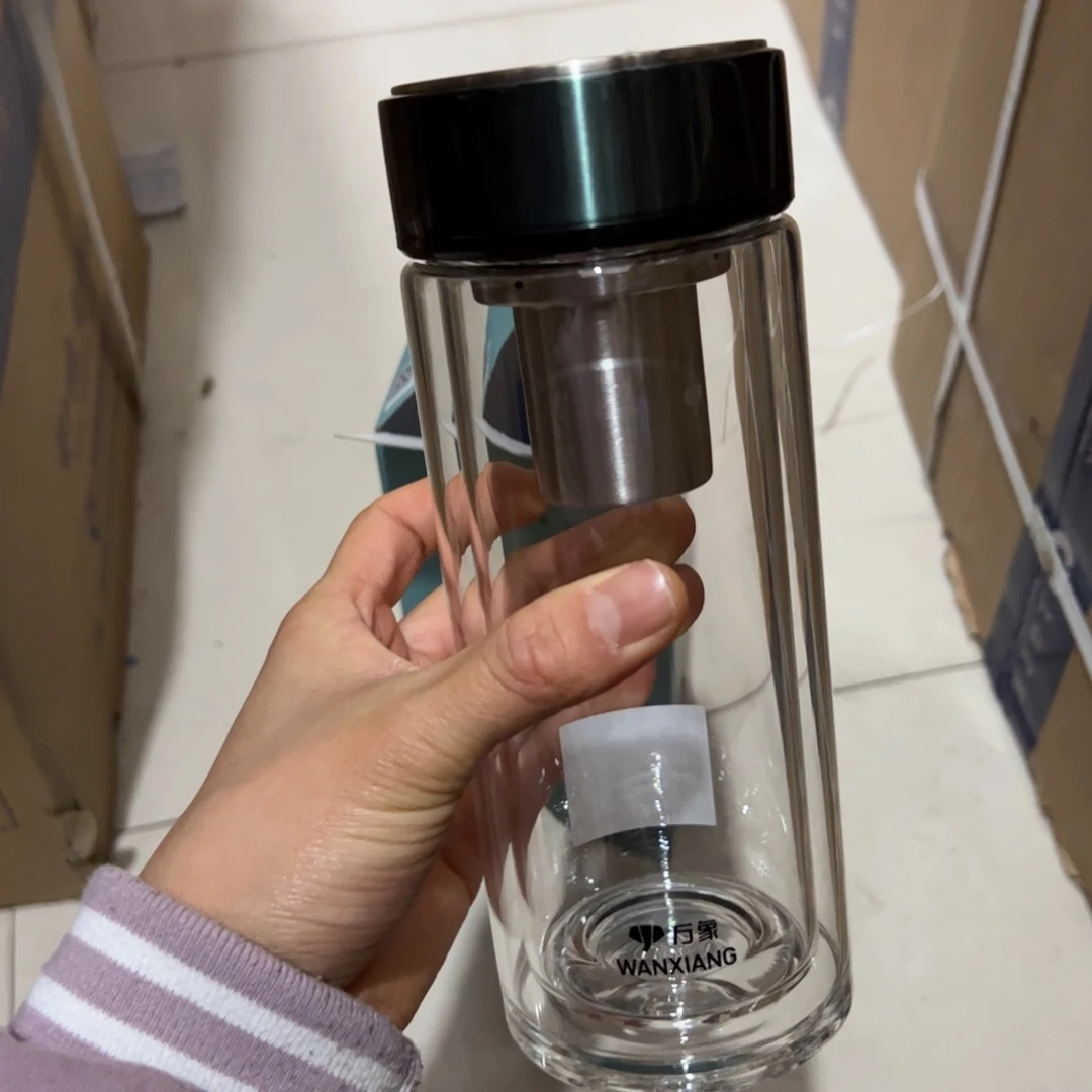 万象v266绿色双层玻璃杯410杯套