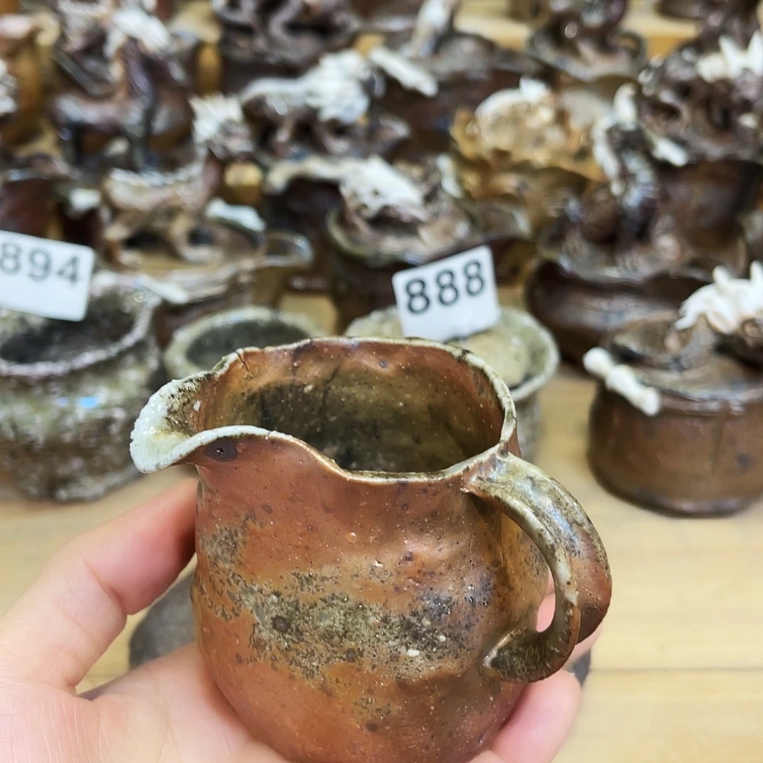 瓶柴烧粗陶手捏公道杯特价