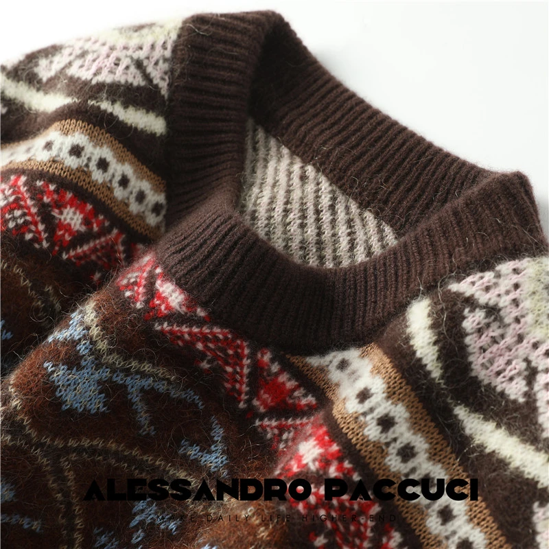 AP洛哥44204ST【暮色旅人】 费尔岛复古圆领提花套头毛衣2024冬