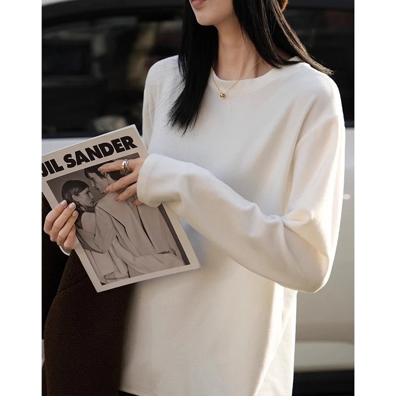 白色休闲挺括大版卫衣秋冬新款加厚银狐绒过冬中长款oversize上衣