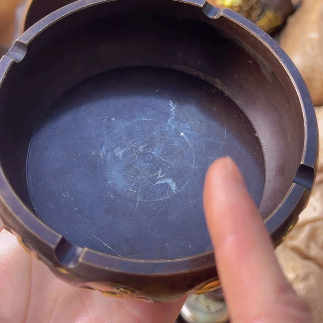 原矿风磨铜烟灰缸