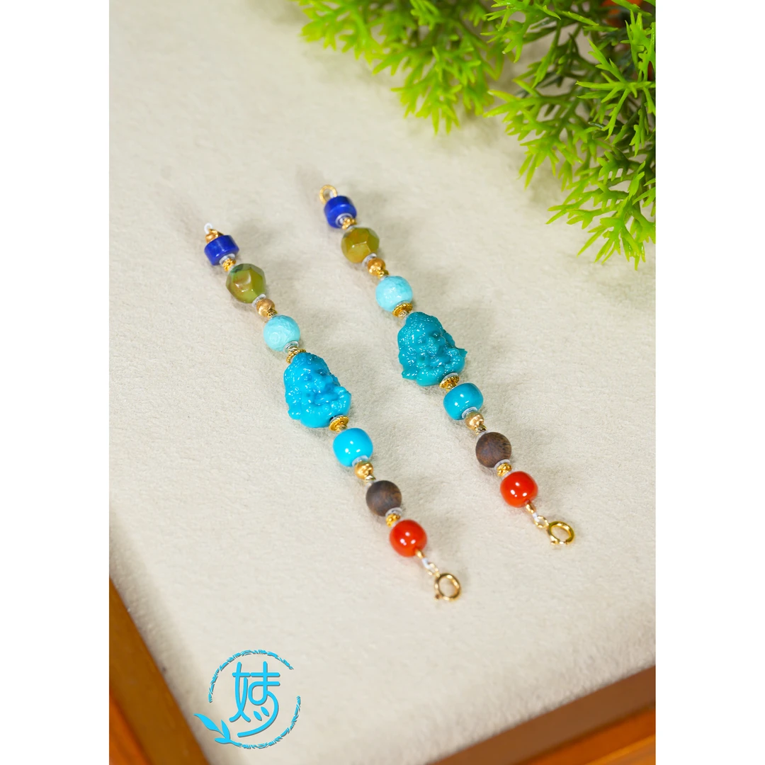 【婧婧精选】精品 · 18k金绿松象神多宝延长链 ≈9mm+ 多样性发其一