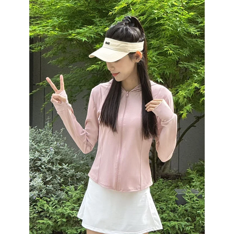 UPF50+冰凉防晒衣女款夏薄款户外防紫外线防晒服修身紧身短上衣