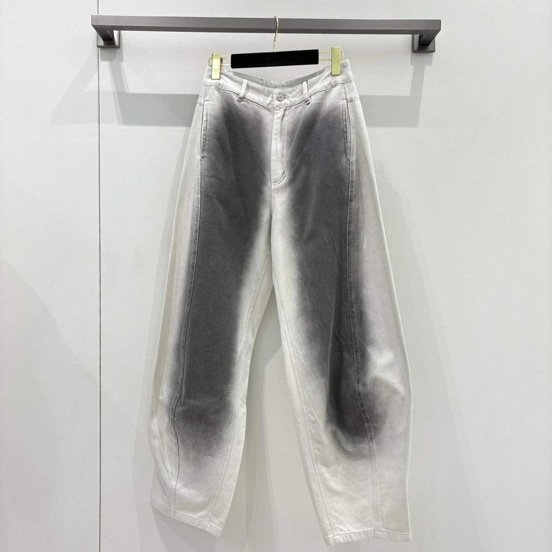 白墨黑牛仔裤弯刀阔腿裤时尚百搭简约