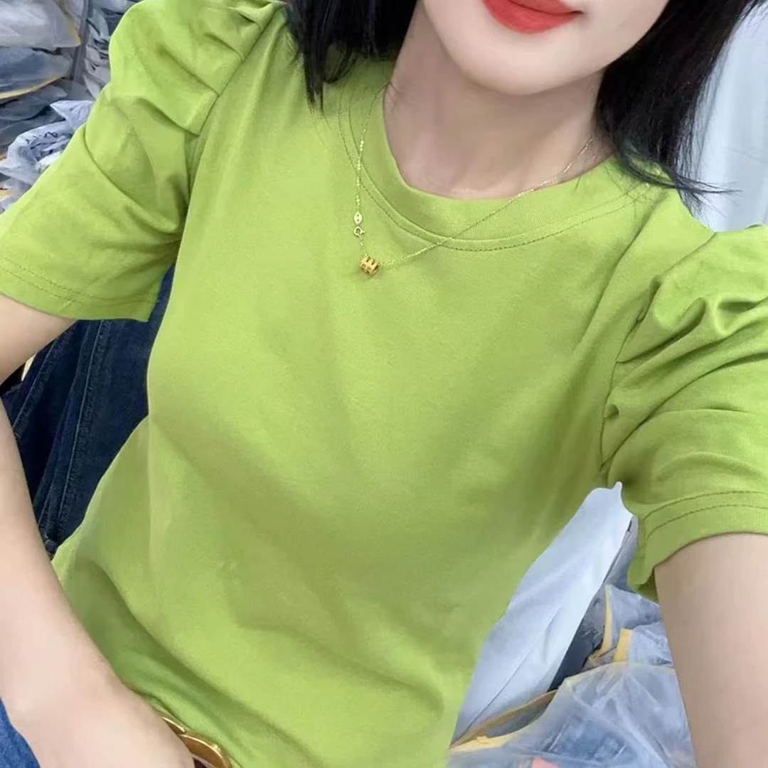 糖果色T恤女士显瘦洋气百搭时尚短袖简约修身春夏半袖打底衫B-937