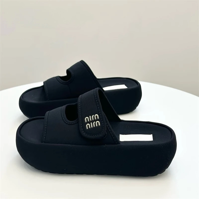 小个子增高厚底拖鞋女款外穿2025年夏季新款百搭时尚魔术贴凉拖鞋