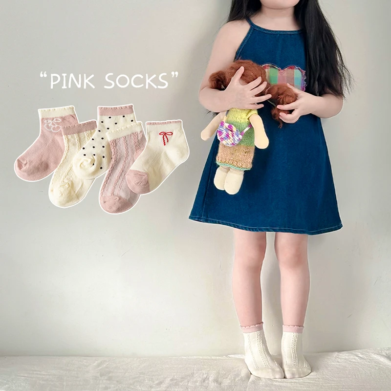 儿童袜子女童棉袜女宝宝春秋网眼透气小孩中大童女孩中筒夏季薄款