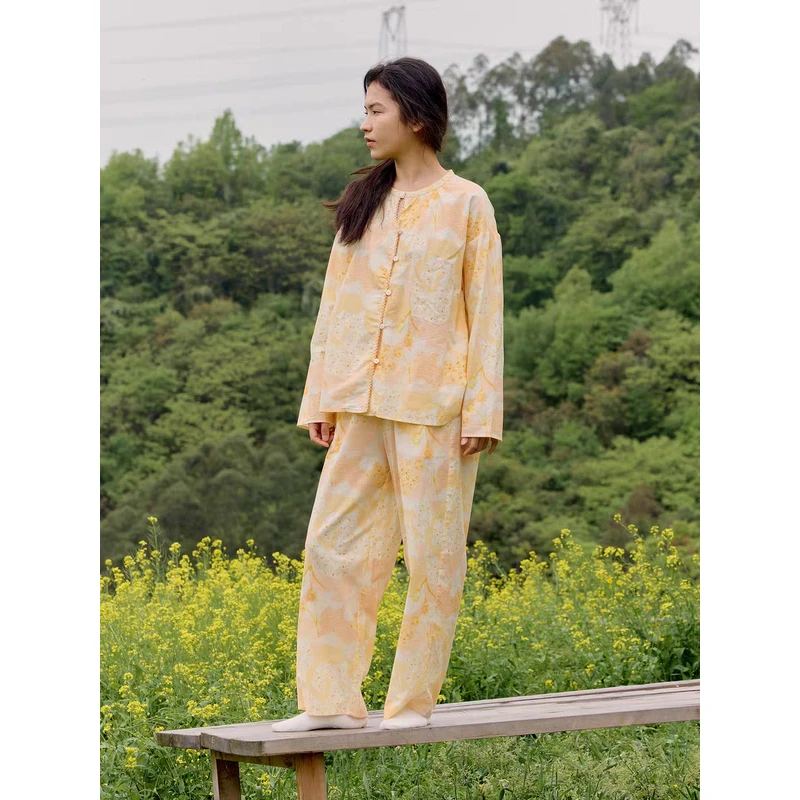 【海城朵朵】朵朵可可 252-171 秋季圆领前扣印花家居服套装