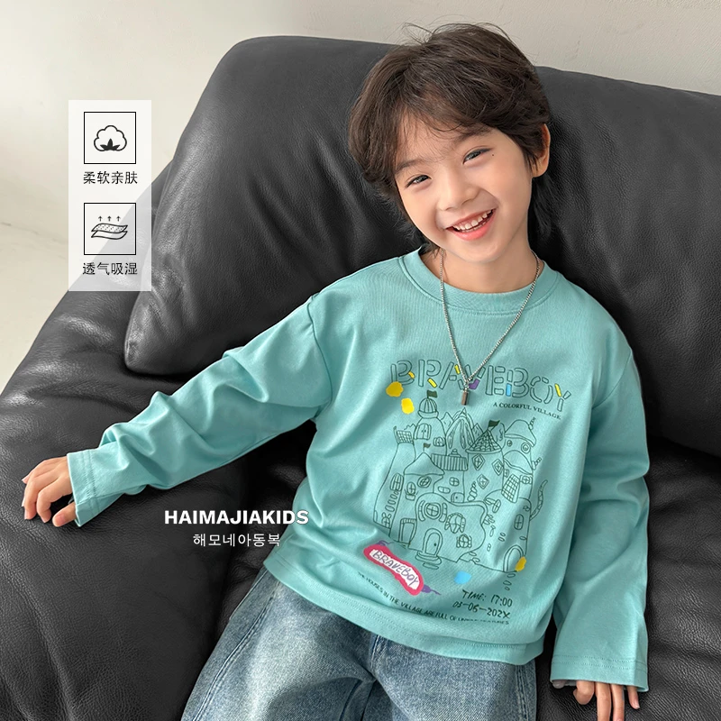 男童长袖t恤春秋儿童打底衫上衣2025春装新款男孩中大童装|25aa12