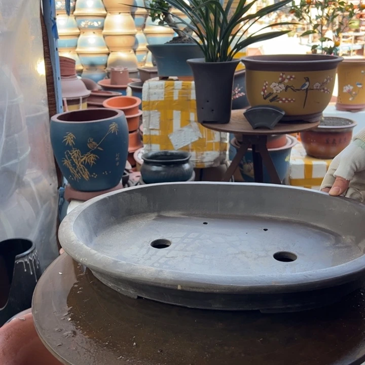 紫砂44黑椭圆 口径44×31×6