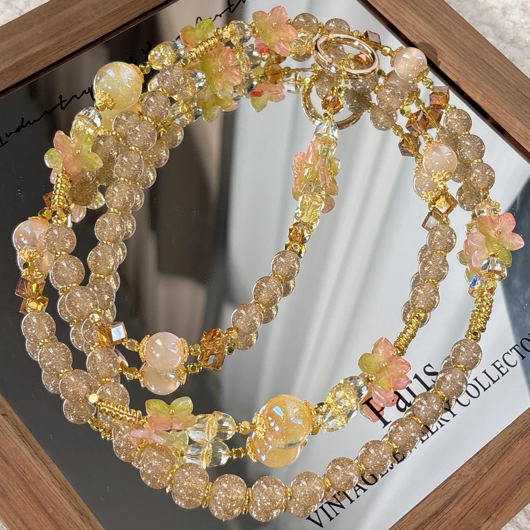 543编码长链斜跨手机链原创手工diy手机包包钥匙挂件